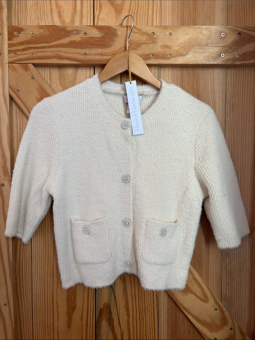 House of Harlow Cream Knit Cardigan Jacket